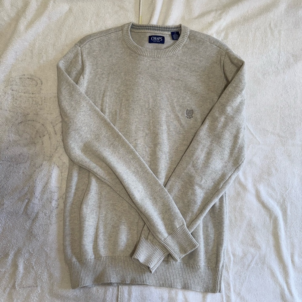 Chaps Gray Crewneck Sweater Soft Knit Casual